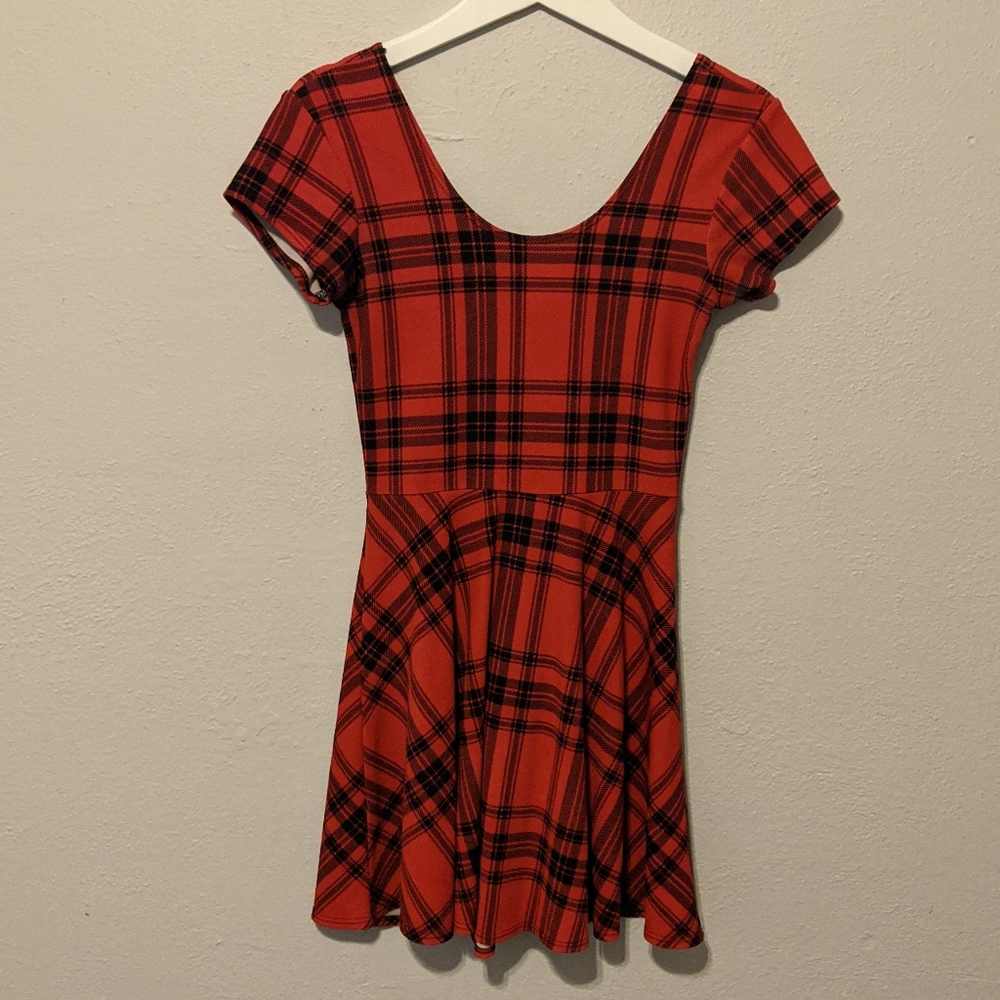 Black and Red Plaid Skater Dress